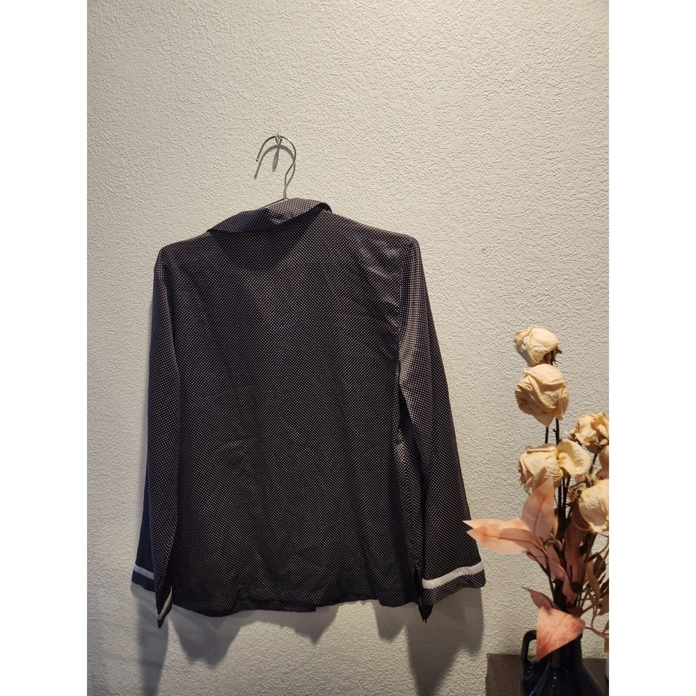 Victoria's Secret Satin Black Polka Dot Pajama Top Size M Medium Button Down - Picture 2 of 3